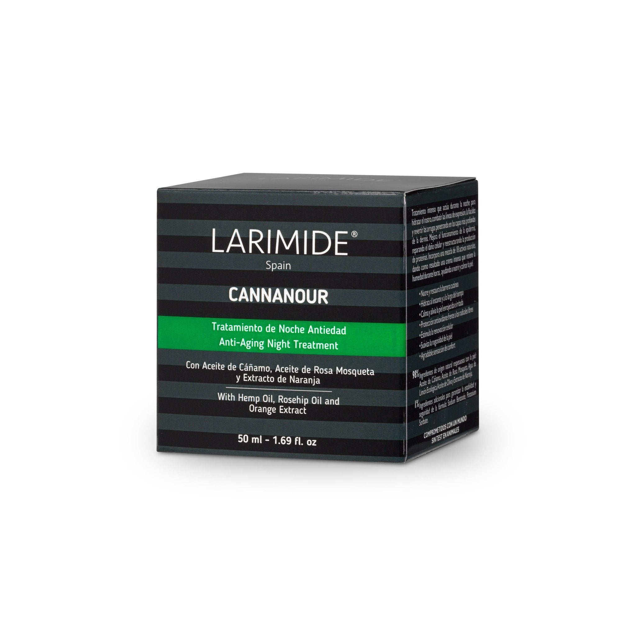 Larimide — CANNANOUR — nakts krēms pret priekšlaicīgu novecošanos