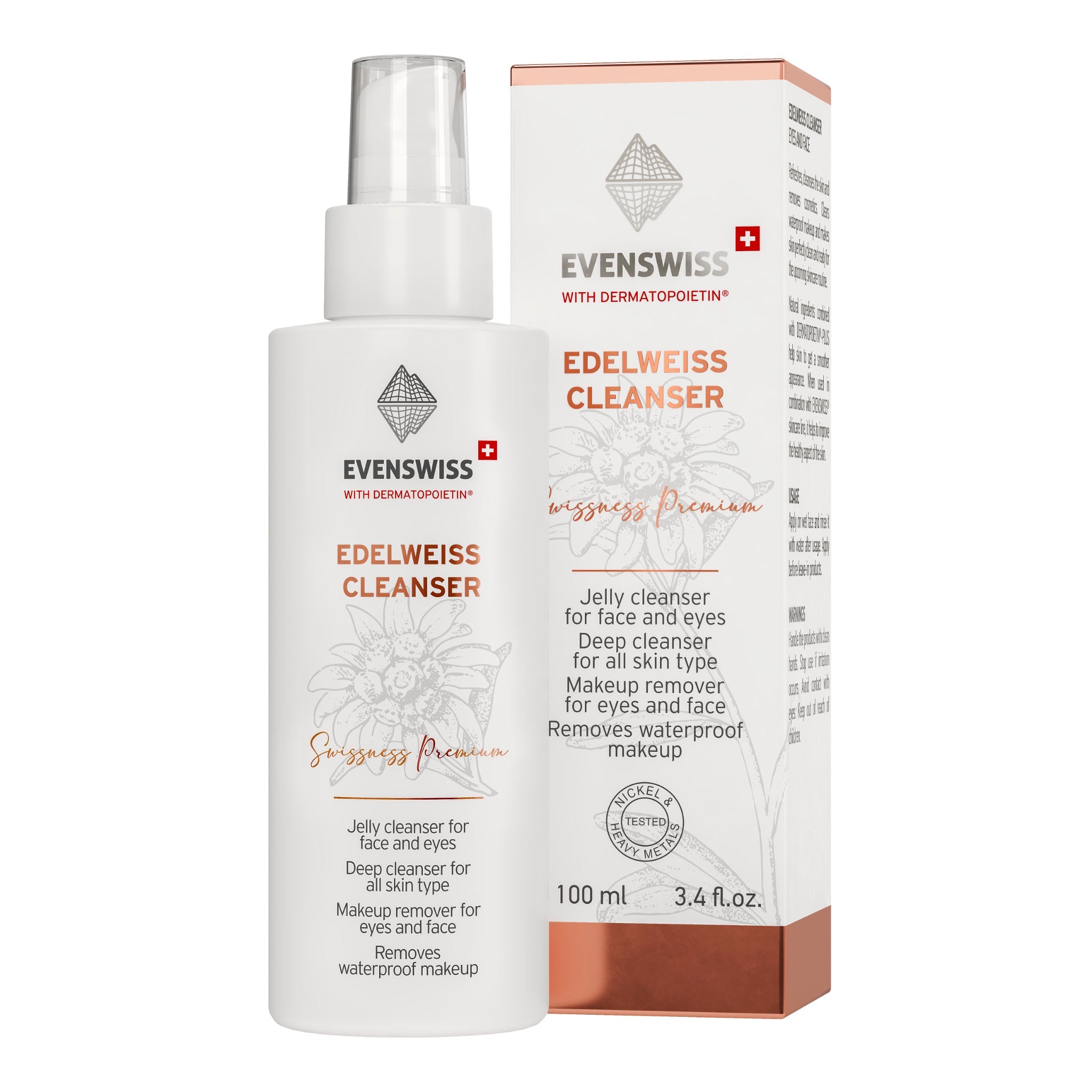 EVENSWISS — Edelweiss Cleanser — attīrošs līdzeklis sejai un acīm